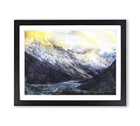 Spiti Valley In The Mountains Painting Modern Art Framed Wall Art Print, Ready to Hang Picture for Living Room Bedroom Home Office Décor, Black A2 (64 x 46 cm)