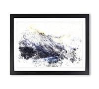 Spiti Valley In The Mountains Watercolour Modern Framed Wall Art Print, Ready to Hang Picture for Living Room Bedroom Home Office Décor, Black A4 (34 x 25 cm)