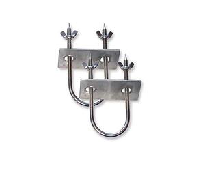 SPITJACK Stainless Rotisserie Fork U-Bolt, 5.5 Inches Long Meat Trussing Accessories. 2 Inch Wide Spit Rod Capacity. Rotisserie Parts for Whole BBQ Pig, Hog, Lamb and Turkey. (2 Pack)