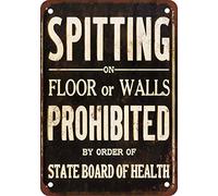 Spitting On Floor Or Walls Prohibited Metal Tin Sign 8X12 Inches