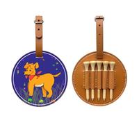 Spitting tongue cartoon dog Black Printed golf tee storage bag - portable design, easy to organize tee, Brown, One Size