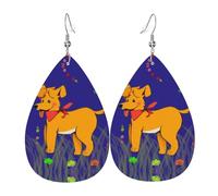 Spitting tongue cartoon dog Leather earrings, European and American style earrings for young women, birthday gifts/Valentine's Day gifts