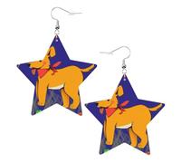 Spitting tongue cartoon dog Prints Leather star earrings Pendant Stylish and light Lightweight Dangle for Women Girls, One Size, Leather, No Gemstone