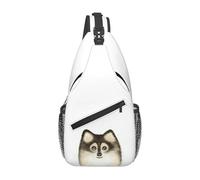 Spitz Pomeranian Dog Chest Bag Men Sling Crossbody Backpack Chest Bag Traveling Hiking Daypack Shoulder Bag