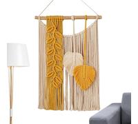 Spizummp Boho Wall Tapestry Macrame - Hanging Woven Tapestries Wall Art Decor, Cotton Tassel Macrame Curtain, Handmade Boho Craft Ornament For Home - Yellow