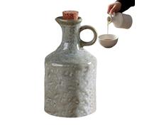 Spizummp Ceramic Olive Oil Dispenser With Cork Stopper, 400ml Ceramic Olive Oil Bottle, Decorative Vinegar Dispenser, Small Leak-proof Pour Spout For Avocado, Vinegar