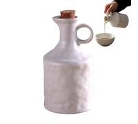 Spizummp Ceramic Olive Oil Dispenser With Cork Stopper, 400ml Ceramic Olive Oil Bottle, Decorative Vinegar Dispenser, Small Leak-proof Pour Spout For Avocado, Vinegar
