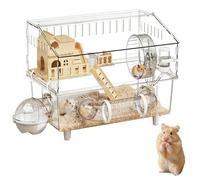 Spizummp Dwarf Hamster Cage | 2-Layer Clear Chinchilla Crate,Big Hamster Cage with Water Bottle and Bathroom - for Small Pet Guinea Home Animal Observation Indoor Outdoor Travel