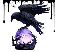 Spizummp Gothic Dark Crow Lamp, Violet Halo Sphere Light, Gothic Violet LED Fantasy Home Decor, Modern Raven Art Bedside Decor, Bedside Crow Desk Lamp, For Bedroom Living Room College Dorm