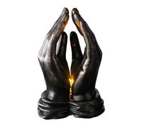 Spizummp Praying Hands Desk Decor - Creative Resin Home Garden Palm Night Light, Light Up Resin Sculpture Praying Hands, Battery(Incl) Powered LED Night Light