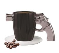 Spizummp Revolver Mug Ceramic Mug - Creative Part-y Favor Ceramic Cups, Lightweight Porcelain Mug, Personalized Coffee Cups for Women Men Or Coffee, Tea - Silver