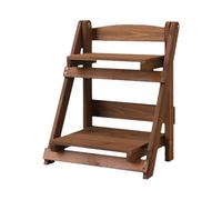 Spizummp Wooden Folding Flower Pot Stand - 2 Tier Ladder Plant Stand, Step Style Desktop Shelf Organizer, Wood Display Shelf Decorative Storage Rack For Indoor - Coffee