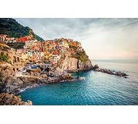 SPJOYSP Paint by Numbers Art Painting City Landscape Buildings Manarola, Liguria, Italy, Cinque Terre Province, Spezia 16X20 inch with Frame