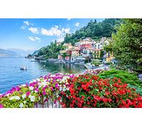 SPJOYSP Paint by Numbers Christmas Kits for Girls City Lake Building Yacht Varenna Lake Como Italy Lombardy 16X20 inch