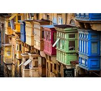 SPJOYSP Paint by Numbers Kits for Kids Paint-by-Numbers Traditional Balcony in Valletta City, Malta 16X20 inch with Frame