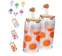SPKVINOS Color Changing Christmas Cup, Bamboo Leakproof Lid & Steel Straw, Reusable Travel Mug for Iced Coffee, Smoothie, Cocktail, Xmas Party Decoration Gift Tumbler. (#2C,500ML)