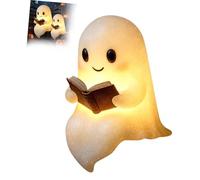 SPKVINOS Ghost Reading Book Lamp, Halloween Night Light, Cute Ghost Decor, Meet The Ghost That Glows with Love - a Lamp That Warms More Than a Room (6in)