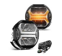 SPL Amber Led Pods Offroad Driving Lights Cube, 5.7In 12000LM, 5-3/4" Led Off Road Lights with Amber X Letter DRL Design, LED Spot Lights for Trucks Jeep Bumper UTV ATV, 2PCS(Wiring Harness Included)