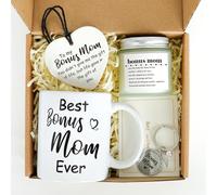 Splandiant Bonus Mom Stepmom Gifts-Christmas,Birthday Presents from Stepdaughter Stepson,Unique Gift for Bonus Mom with Mug,Candle,Keychain,Ceramic Ornament