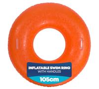 Splash! 105cm Inflatable Swim Ring - Durable PVC Rubber Rings for Kids - Holographic Print Swimming Ring with Handles - Inflatable Ring Supports up to 80kg - Rubber Rings for Adults (Neon Orange)