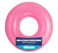 Splash! 105cm Inflatable Swim Ring - Durable PVC Rubber Rings for Kids - Holographic Print Swimming Ring with Handles - Inflatable Ring Supports up to 80kg - Rubber Rings for Adults (Neon Pink)