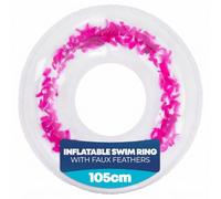 Splash! 105cm Inflatable Swim Ring - Durable PVC Rubber Rings for Kids - Transparent Feather-Filled Swimming Ring - Inflatable Pool Supports up to 80kg - Rubber Rings for Adults (Pink)