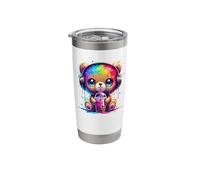 Splash Art Bear Drinking Boba Pearl Milktea Tapioca Stainless Steel Insulated Tumbler