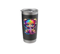 Splash Art Bear Drinking Boba Pearl Milktea Tapioca Stainless Steel Insulated Tumbler