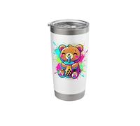 Splash Art Bear Drinking Boba Pearl Milktea Tapioca Stainless Steel Insulated Tumbler
