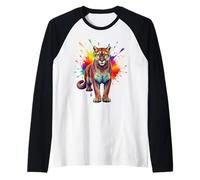 Splash Art Cougar Cougars Mountain Lion Puma Raglan Baseball Tee