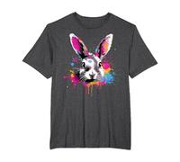 Splash Art Cute Dutch Rabbit Lover Colorful T-Shirt, Men's Big and Tall, Dark Heather Grey, 6X Tall
