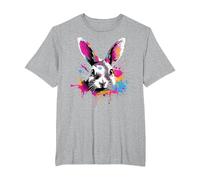 Splash Art Cute Dutch Rabbit Lover Colorful T-Shirt, Men's Big and Tall, Heather Grey, 6X Tall