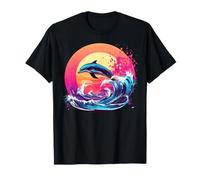 Splash Art Dolphin Sea Animals Lover Colorful T-Shirt