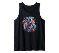 Splash Art Grim Reaper Halloween Death Tank Top