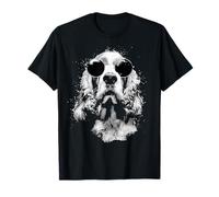 Splash Art Grunge Style Cocker Spaniel Dog with Shades T-Shirt