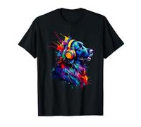 Splash Art Headphones Flat-Coated Retriever Flatcoat T-Shirt