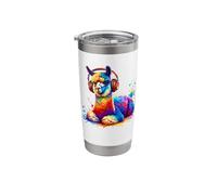 Splash Art Headphones Llamas Alpaca Llama Lover Alpacas Stainless Steel Insulated Tumbler