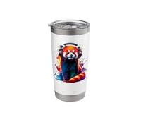 Splash Art Headphones Red Pandas Red Panda Bear Lover Stainless Steel Insulated Tumbler
