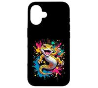 Splash Art Leopard Gecko Design Funny Leopard Gecko Lovers Case for iPhone 16