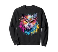 Splash Art Owls Lover Colorful Eurasian Eagle Owl Sweatshirt