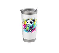 Splash Art Panda Bear Drinking Boba Pearl Milktea Tapioca Stainless Steel Insulated Tumbler