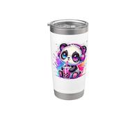 Splash Art Panda Bear Drinking Boba Pearl Milktea Tapioca Stainless Steel Insulated Tumbler