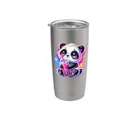 Splash Art Panda Bear Drinking Boba Pearl Milktea Tapioca Stainless Steel Insulated Tumbler