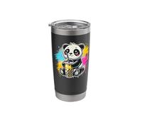 Splash Art Panda Bear Drinking Boba Pearl Milktea Tapioca Stainless Steel Insulated Tumbler