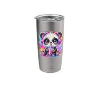 Splash Art Panda Bear Drinking Boba Pearl Milktea Tapioca Stainless Steel Insulated Tumbler