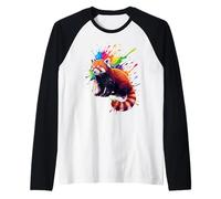 Splash Art Red Panda Bear Pandas Raglan Baseball Tee