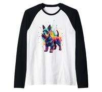Splash Art Scottish Terrier Scottie Raglan Baseball Tee
