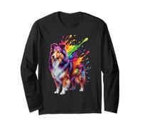 Splash Art Shetland Sheepdog Long Sleeve T-Shirt