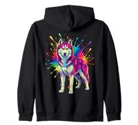 Splash Art Siberian Husky Zip Hoodie