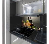 Splash back, Panel Kitchen, Toughened Glass, Bottle of Wine on the Gray Background, Any Size, Va Art Glass (wide 80 x height 70 /cm)